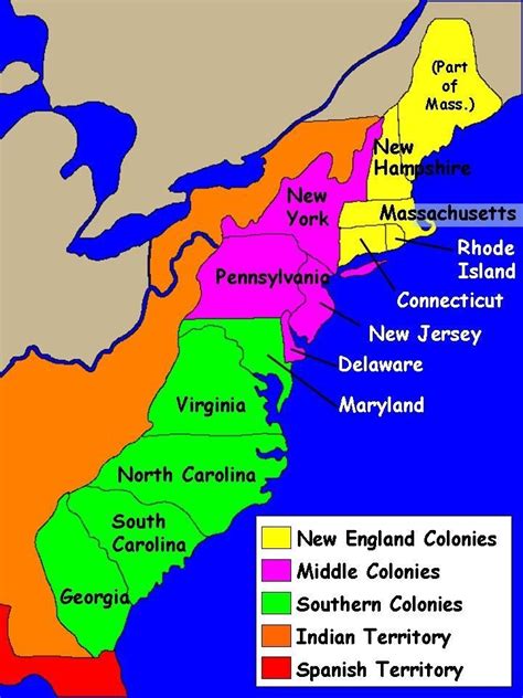 The 13 Colonies Map Labeled